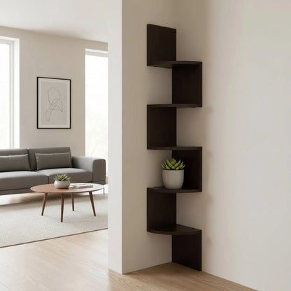 Corner Wall Shelf Multi-Tier Space-Saving MDF Wood