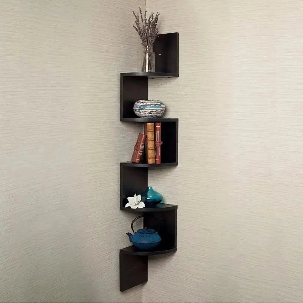 Corner Wall Shelf Multi-Tier Space-Saving MDF Wood