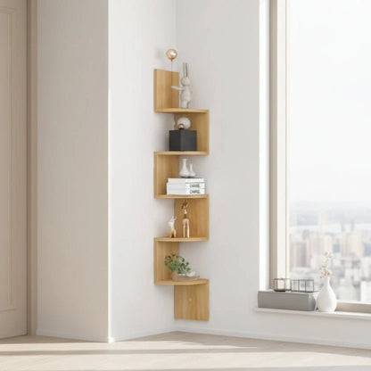 Corner Wall Shelf Multi-Tier Space-Saving MDF Wood