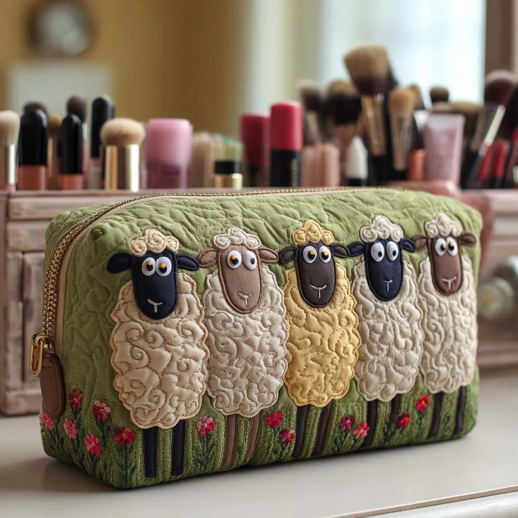 Cosmetic Bag Quilted Padded Zip-Around Closure