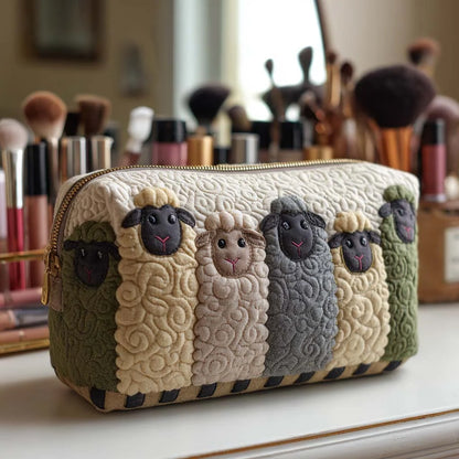 Cosmetic Bag Quilted Padded Zip-Around Closure