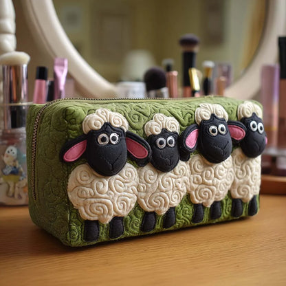 Cosmetic Bag Quilted Padded Zip-Around Closure