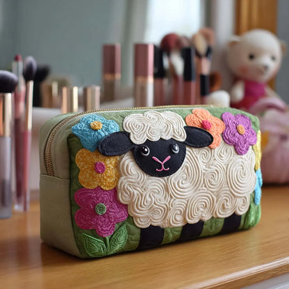Cosmetic Bag Quilted Padded Zip-Around Closure