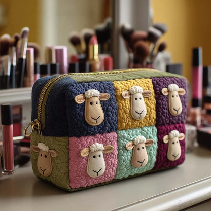Cosmetic Bag Quilted Padded Zip-Around Closure
