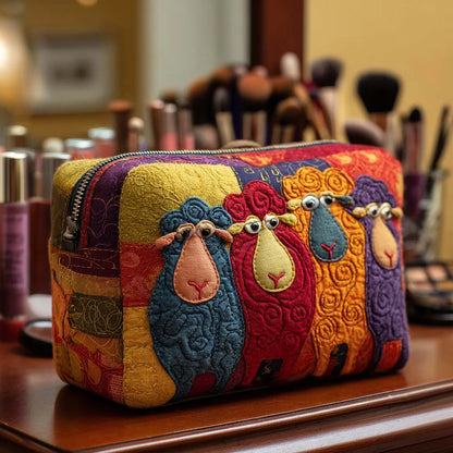 Cosmetic Bag Quilted Padded Zip-Around Closure