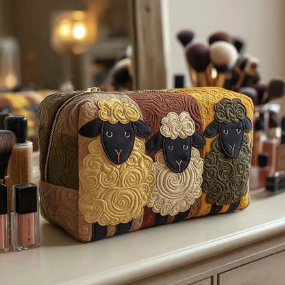 Cosmetic Bag Quilted Padded Zip-Around Closure