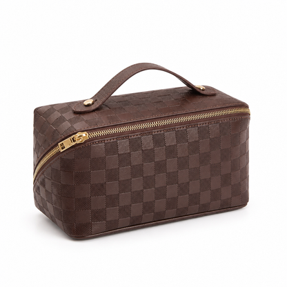 Cosmetic Bag Water-Resistant PU Leather Compact Multiple Compartments