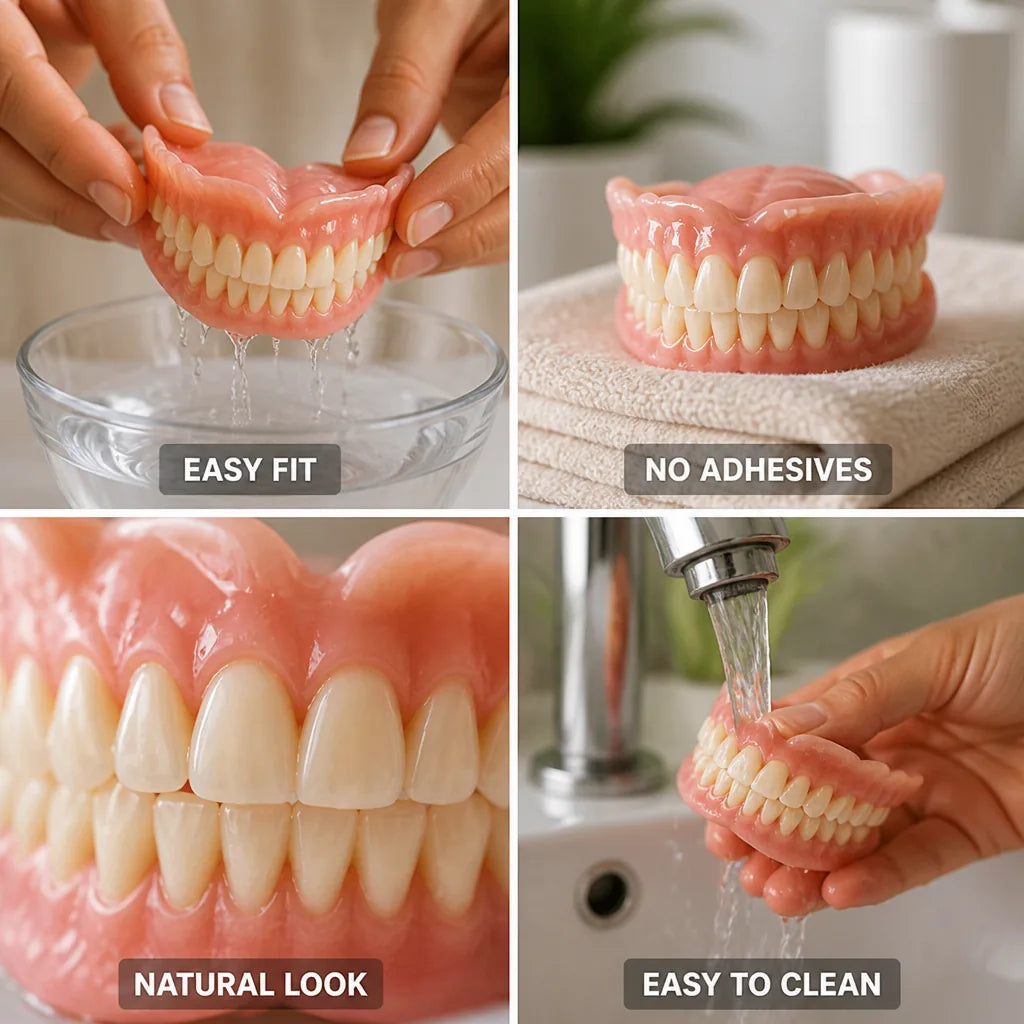 Cosmetic Denture Set Heat-Forming Adhesive-Free Custom Fit