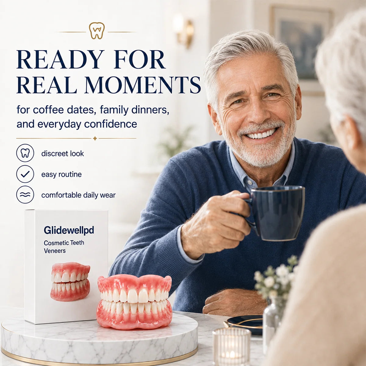 Cosmetic Teeth Set Full-Cover Upper & Lower Moldable Base