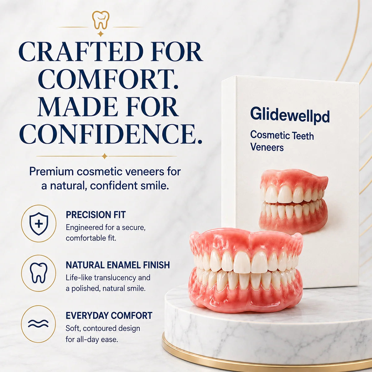 Cosmetic Teeth Set Full-Cover Upper & Lower Moldable Base