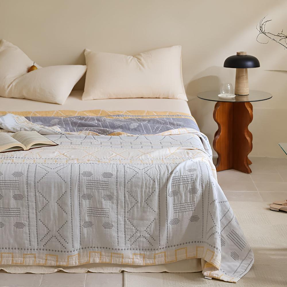 Cotton Blanket 100% Organic Pill-Resistant Lightweight & Breathable