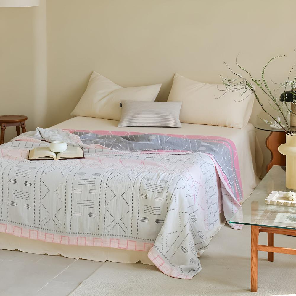 Cotton Blanket 100% Organic Pill-Resistant Lightweight & Breathable