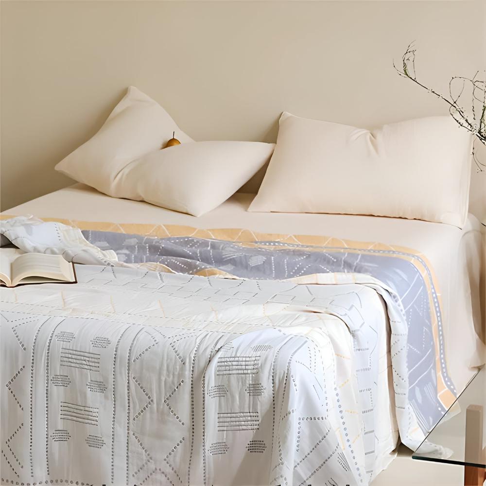 Cotton Blanket 100% Organic Pill-Resistant Lightweight & Breathable