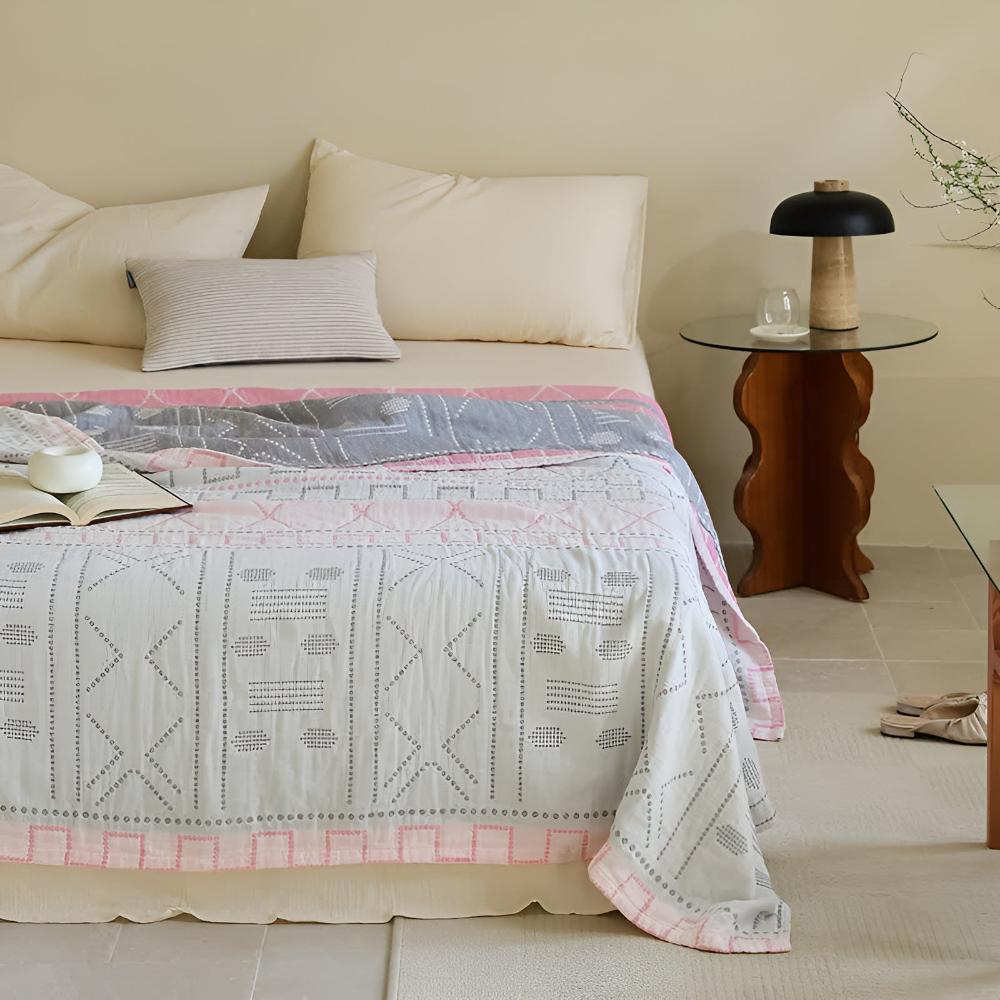 Cotton Blanket 100% Organic Pill-Resistant Lightweight & Breathable