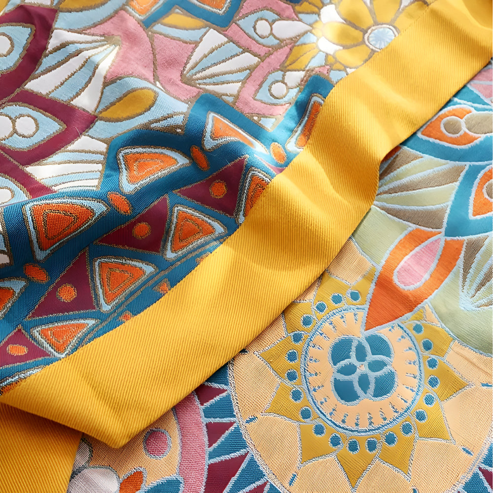 Cotton Blanket All-Season Double Layer Floral Jacquard