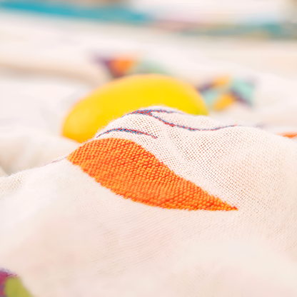 Cotton Blanket Bird Print Tassels Lightweight & Breathable