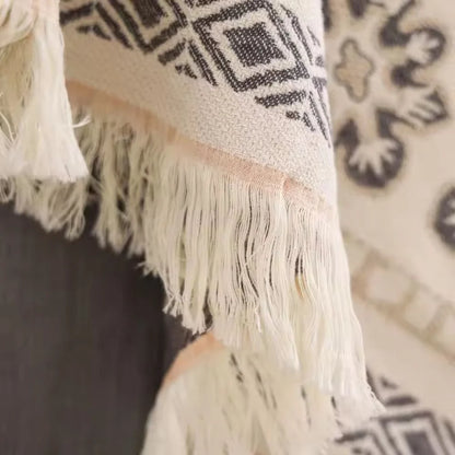 Cotton Blanket Boho Mandala Fringe Machine Washable
