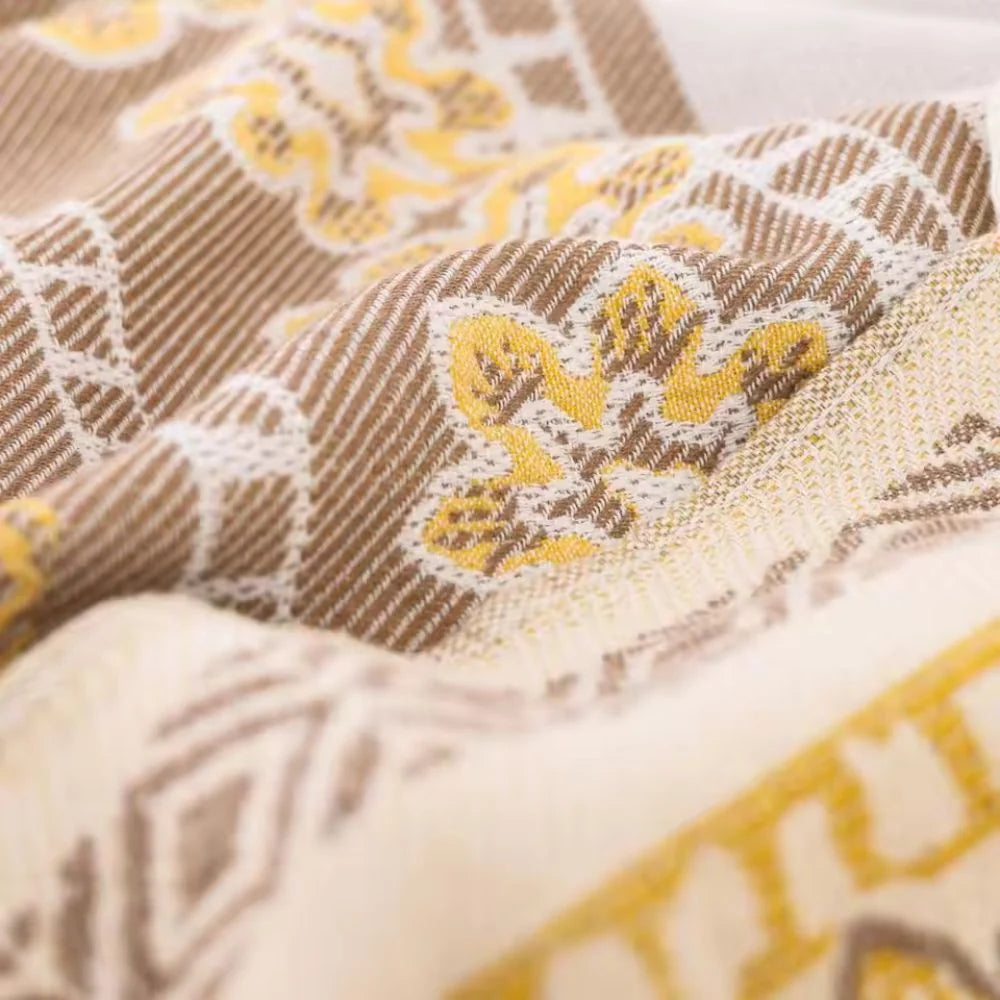 Cotton Blanket Boho Mandala Fringe Machine Washable