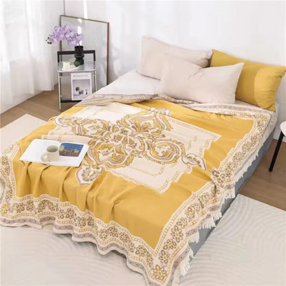 Cotton Blanket Boho Mandala Fringe Machine Washable