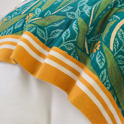 Cotton Blanket Breathable Lightweight Queen Size Botanical Print