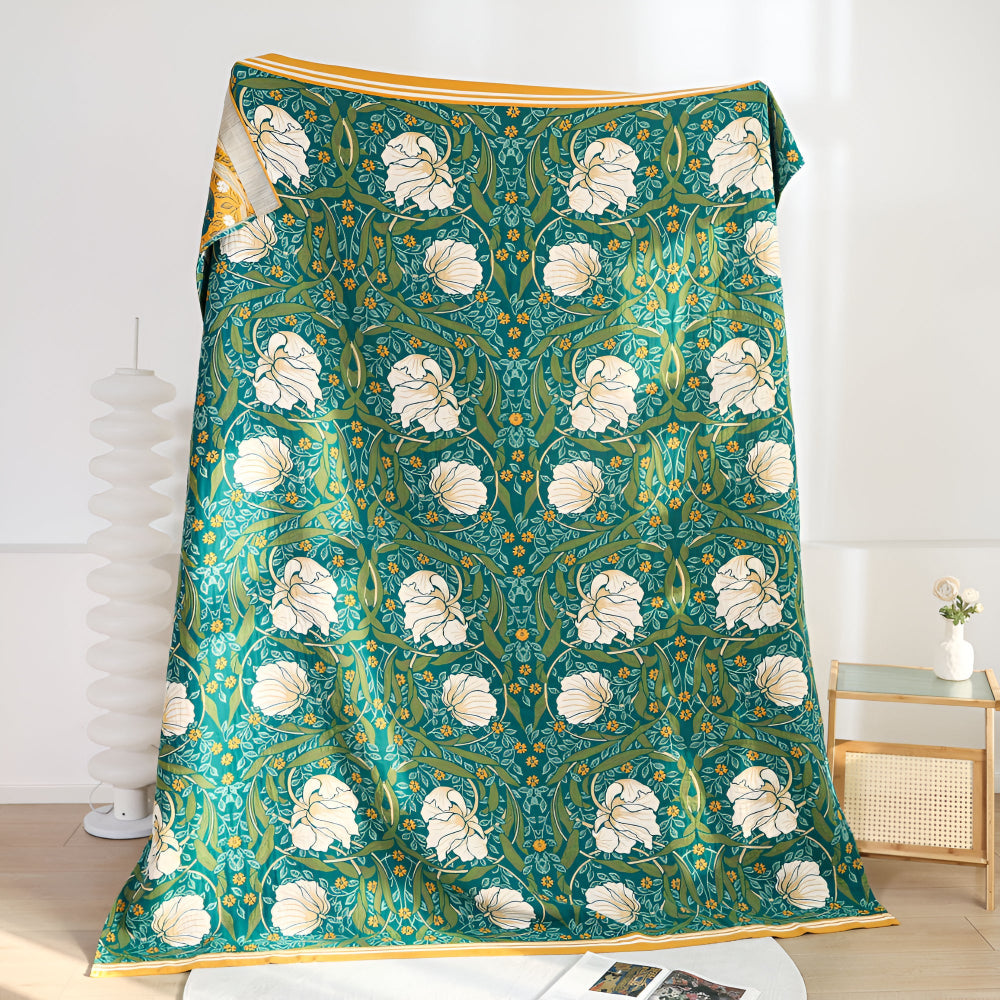 Cotton Blanket Breathable Lightweight Queen Size Botanical Print