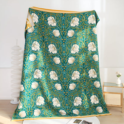 Cotton Blanket Breathable Lightweight Queen Size Botanical Print