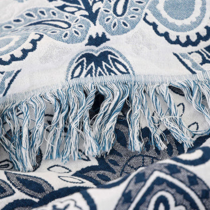 Cotton Blanket Breathable Paisley & Tassel Machine Washable