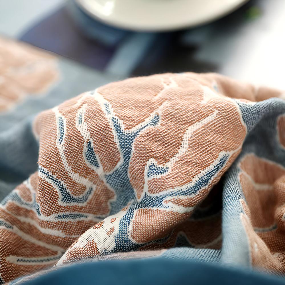 Cotton Blanket Floral Print Lightweight Wrinkle-Resistant