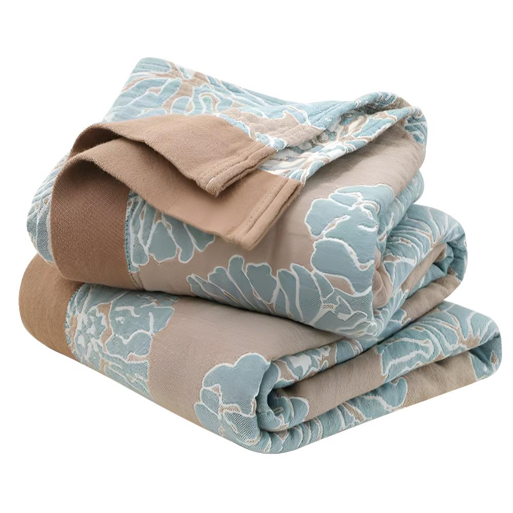 Cotton Blanket Floral Print Lightweight Wrinkle-Resistant