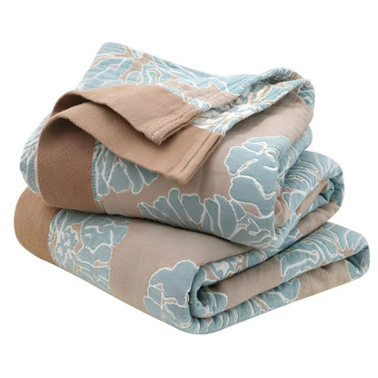 Cotton Blanket Floral Print Lightweight Wrinkle-Resistant