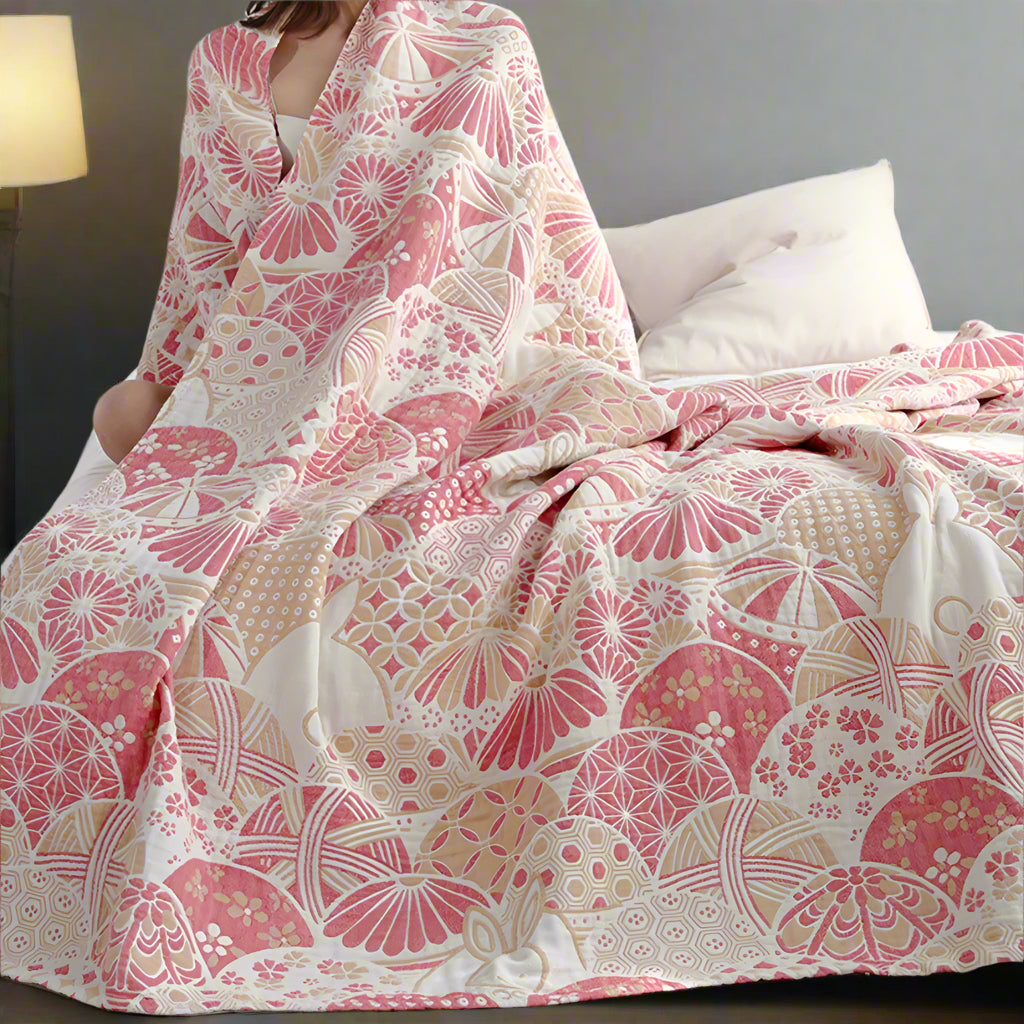 Cotton Blanket Four-Layer Gauze Breathable & Machine Washable