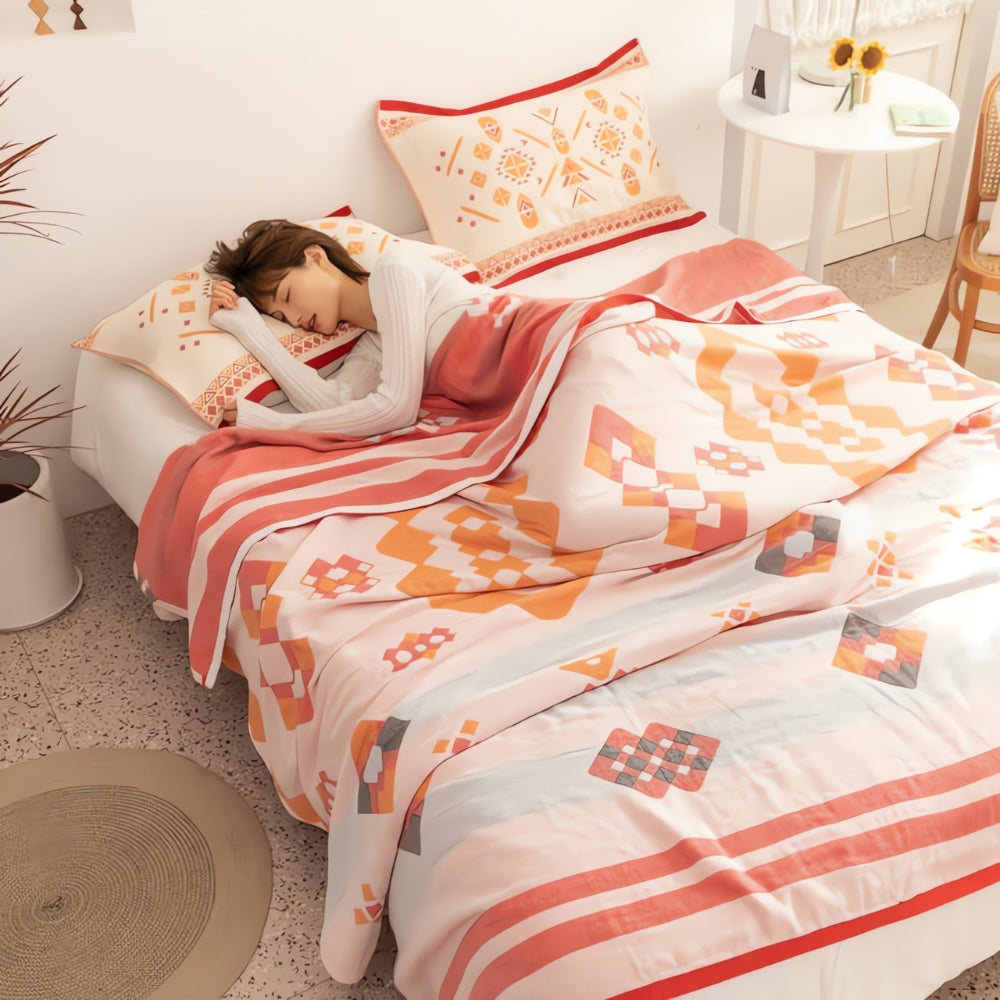 Cotton Blanket Four-Layer Gauze Lightweight Reversible