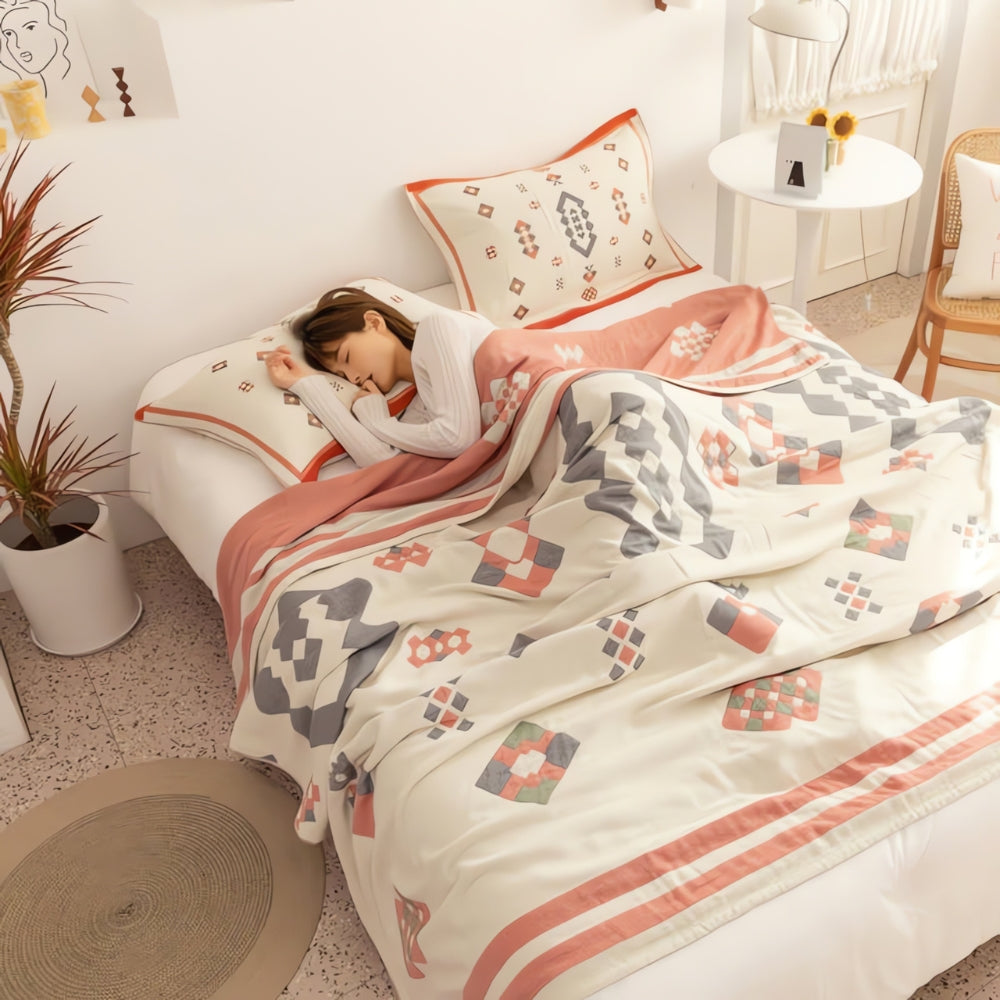 Cotton Blanket Four-Layer Gauze Lightweight Reversible