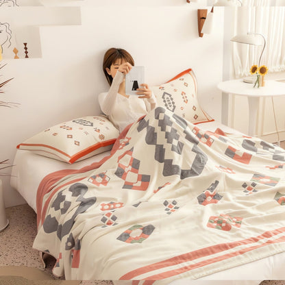 Cotton Blanket Four-Layer Gauze Lightweight Reversible