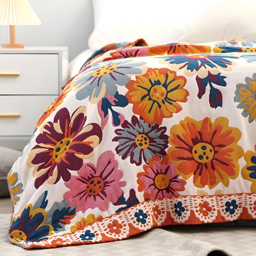 Cotton Blanket Organic Reversible Machine Washable