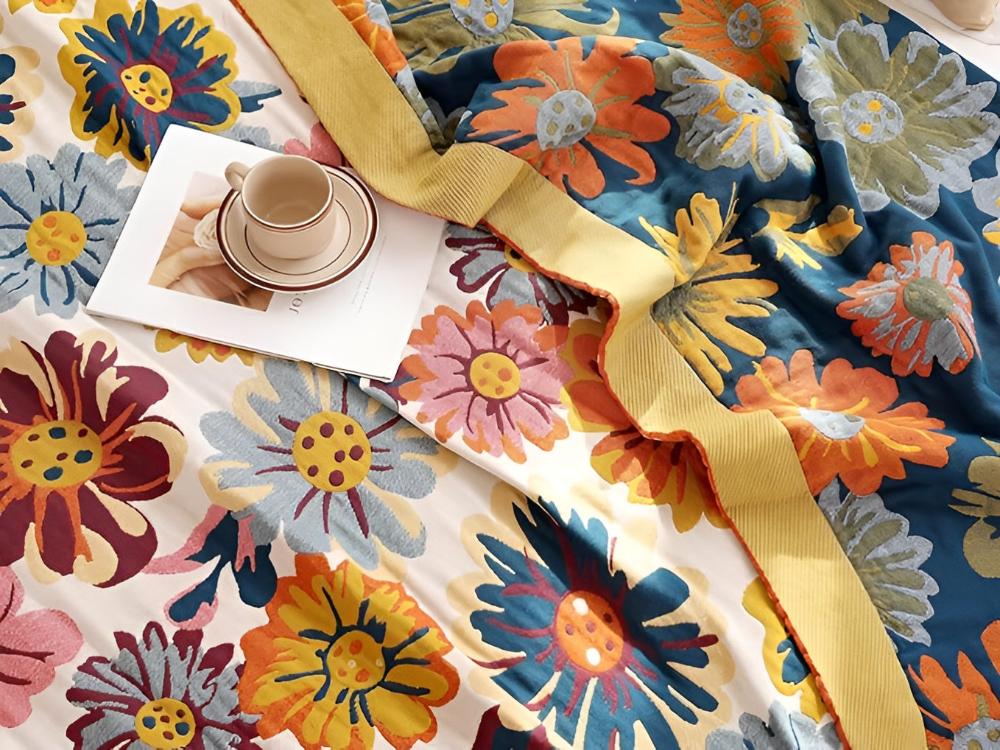 Cotton Blanket Organic Reversible Machine Washable