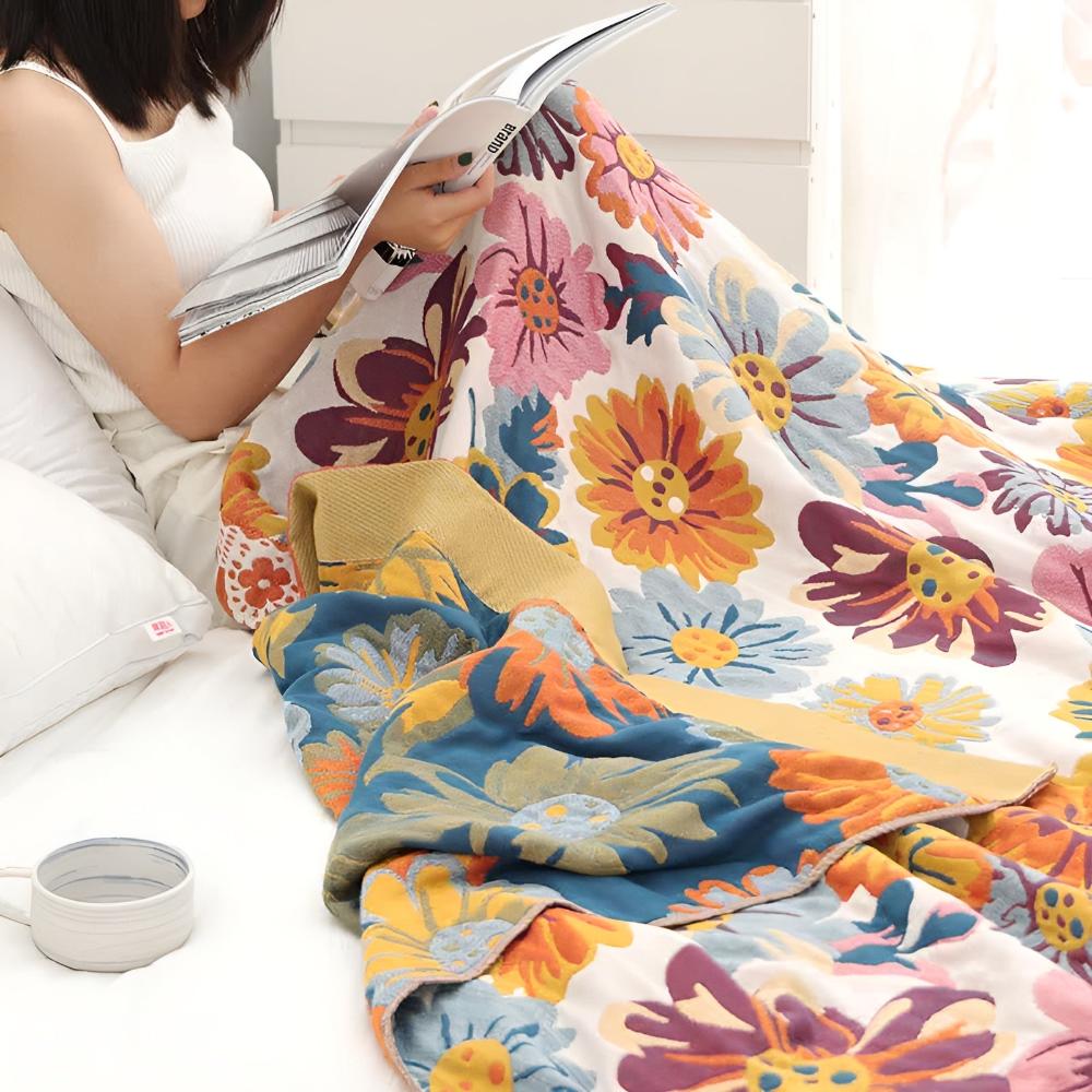 Cotton Blanket Organic Reversible Machine Washable