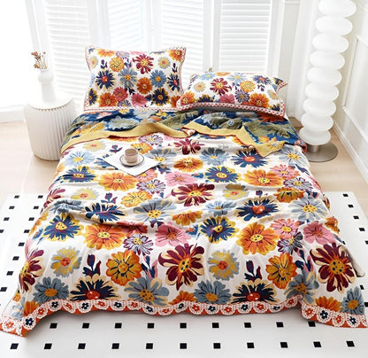 Cotton Blanket Organic Reversible Machine Washable