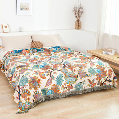 Cotton Blanket Ornamental Floral Lightweight Breathable