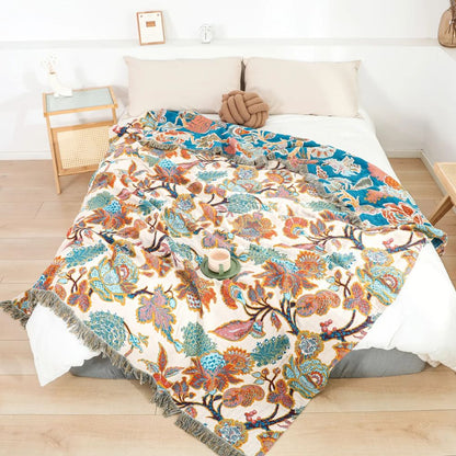 Cotton Blanket Ornamental Floral Lightweight Breathable