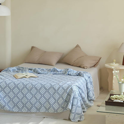Cotton Blanket Plaid Lightweight & Breathable