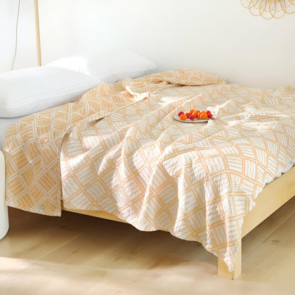 Cotton Blanket Plaid Lightweight & Breathable