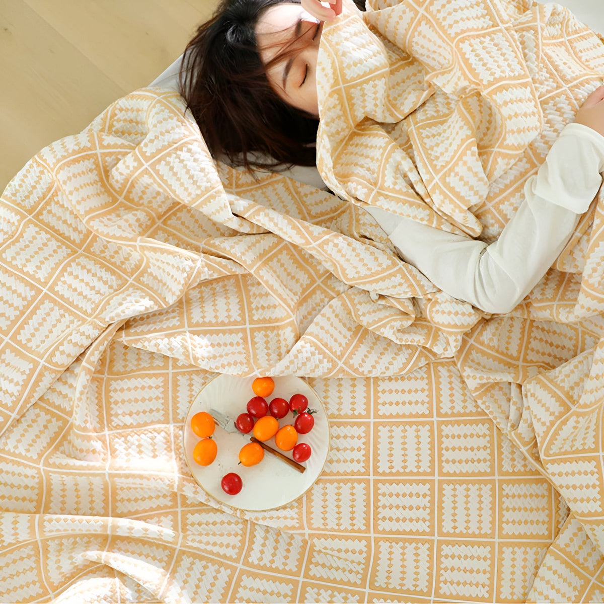 Cotton Blanket Plaid Lightweight & Breathable