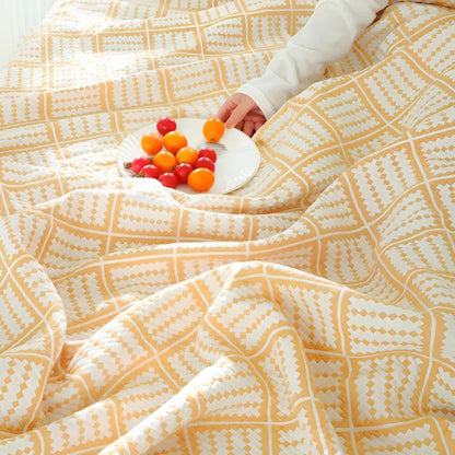 Cotton Blanket Plaid Lightweight & Breathable