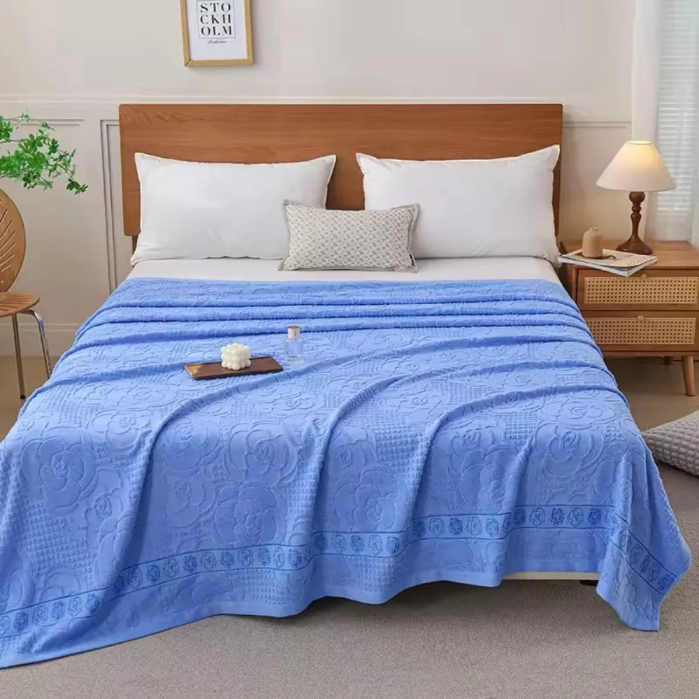 Cotton Blanket Raised Terry Lightweight Machine Washable