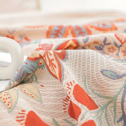 Cotton Blanket Reversible Floral Jacquard All-Season