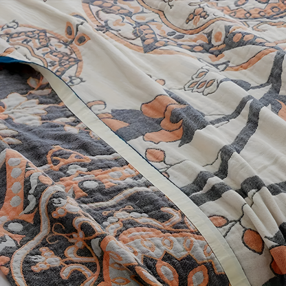 Cotton Blanket Reversible Floral Lightweight & Breathable