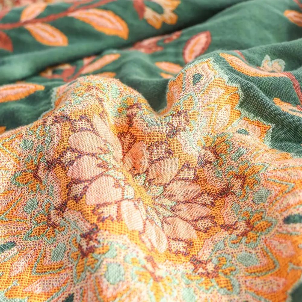 Cotton Blanket Reversible Floral Lightweight Fringe