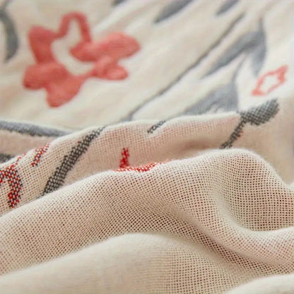 Cotton Blanket Reversible Floral Machine Washable