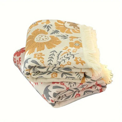 Cotton Blanket Reversible Floral Machine Washable